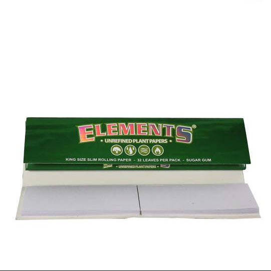 Elements Green Unrefined Kingsize Rolling Papers with Tips - Everyday Smoking