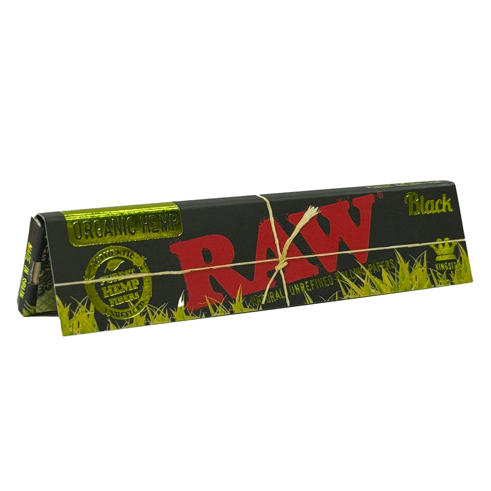 RAW Black Organic Hemp Kingsize rolling papers made from natural unrefined hemp