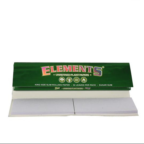 Elements Green Unrefined Kingsize Rolling Papers with Tips - Everyday Smoking 
