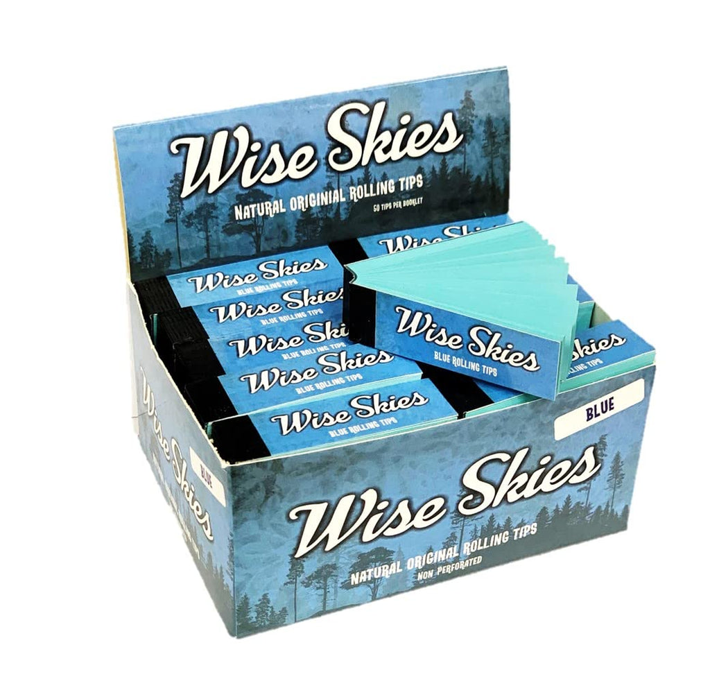Wise Skies Blue Non Perforated Rolling Tips - Everyday Smoking 