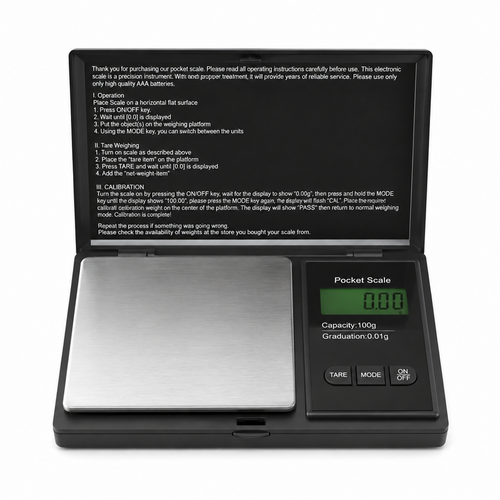 Everyday Smoking 100g digital pocket scale with 0.01g precision, compact scale for accurate weight measurement in a portable design.
