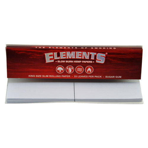 Elements Red Slow Burn Hemp Kingsize Rolling Papers with Tips - Everyday Smoking 