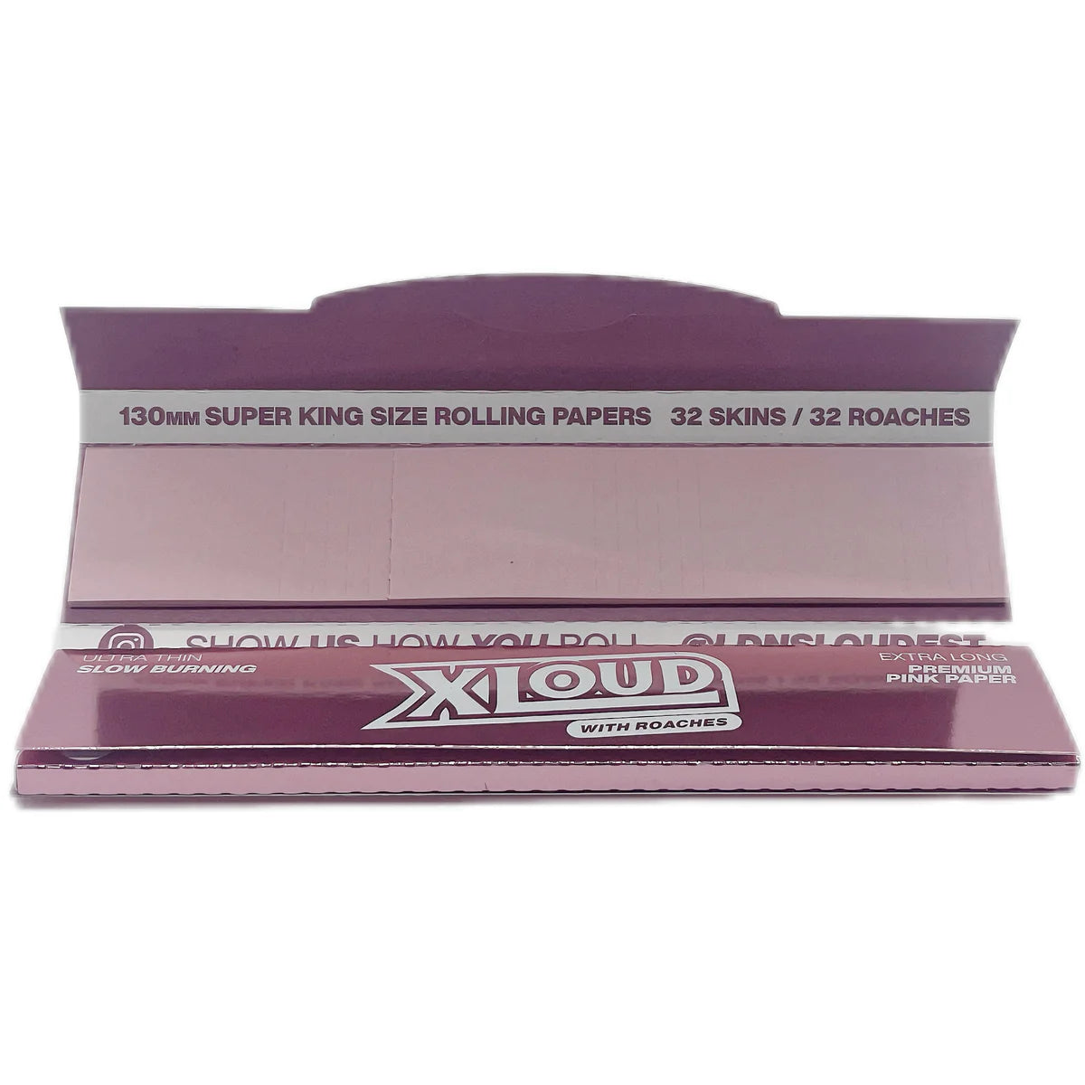 Xloud Pink Ultra Thin Extra Long Rolling Papes with Tips - Everyday Smoking 