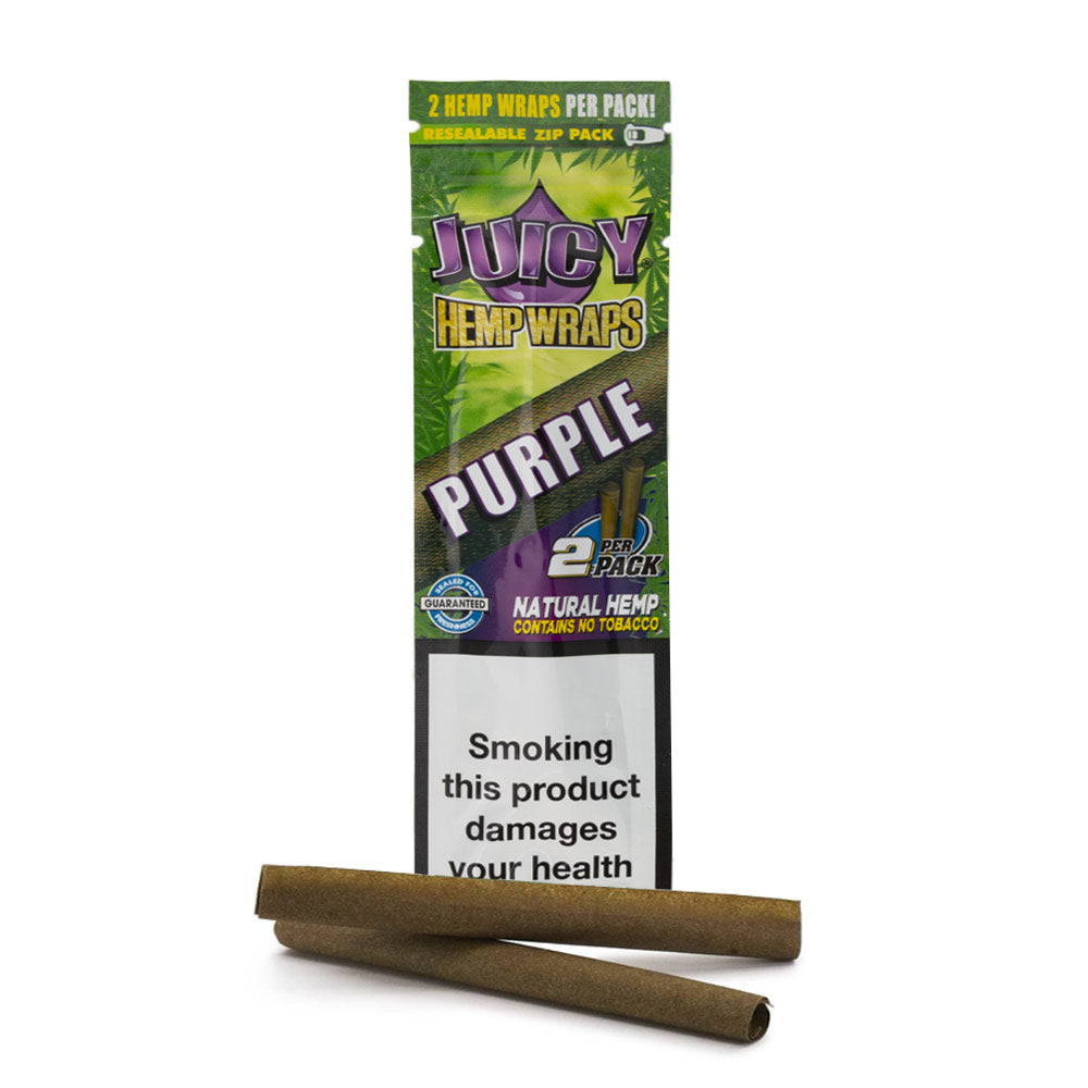 Juicy Jay Purple hemp wraps tobacco free grape flavoured blunt wraps pack of two