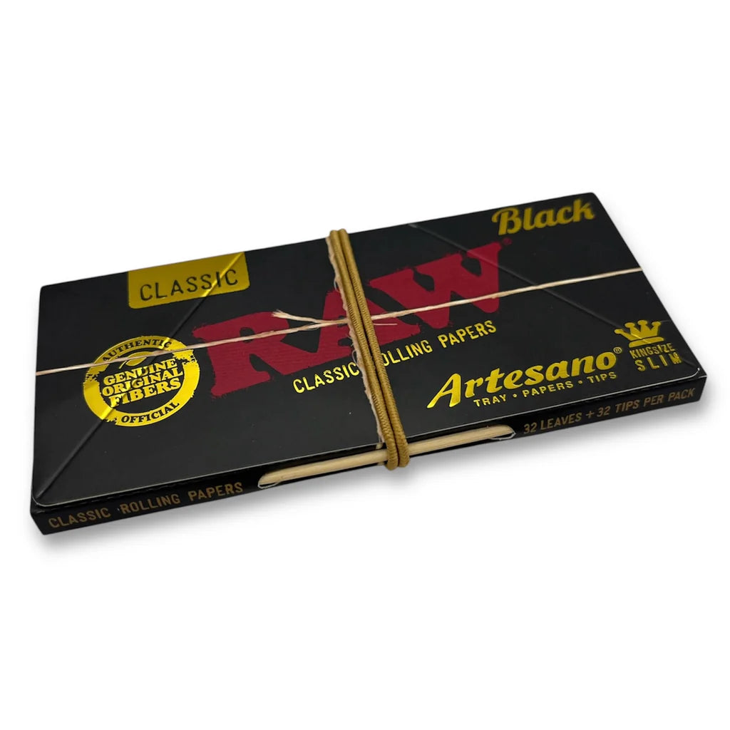 Raw Black Artesano Kingsize Rolling Tray & Papers & Tips - Everyday Smoking 