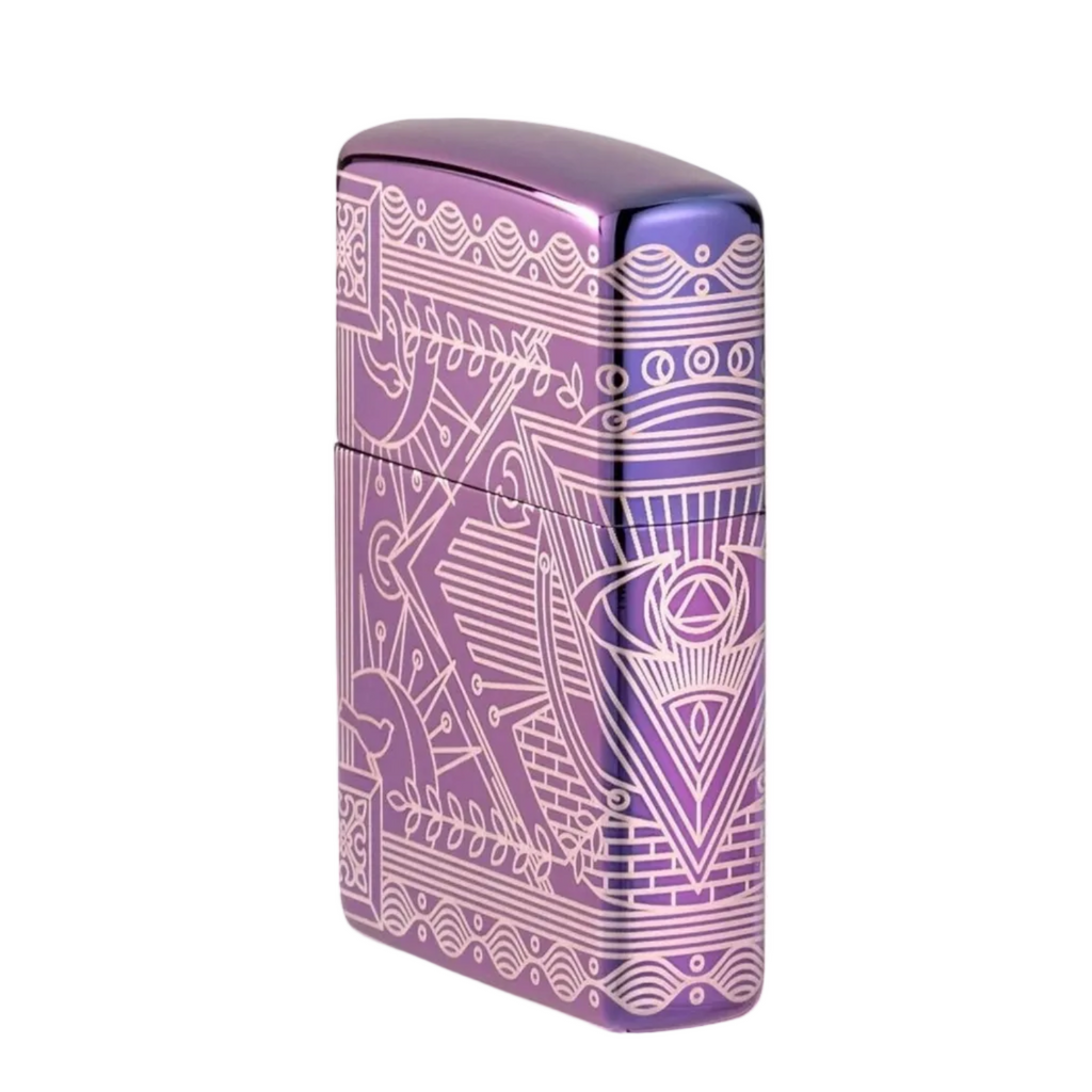 Zippo Purple Ornate Line Art Windproof Lighter - Everyday Smoking 