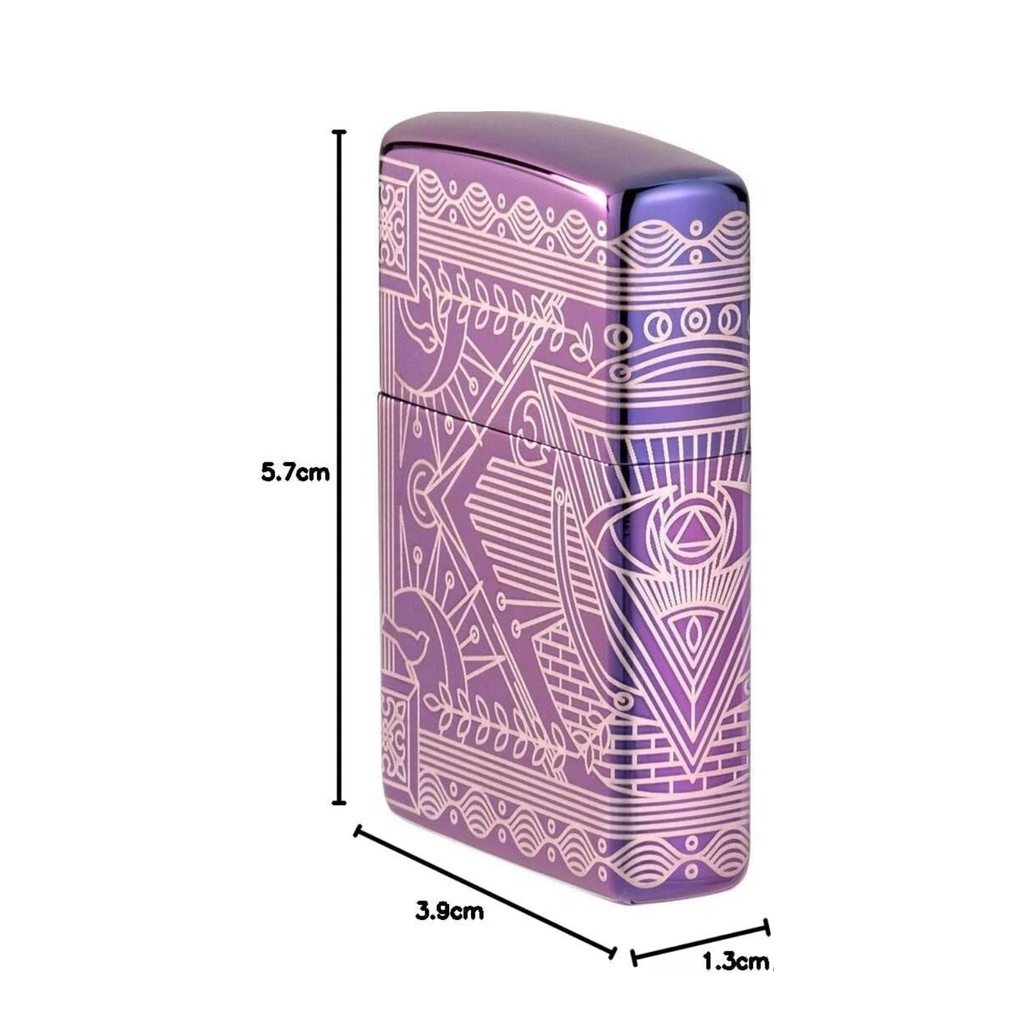 Zippo Purple Ornate Line Art Windproof Lighter - Everyday Smoking 