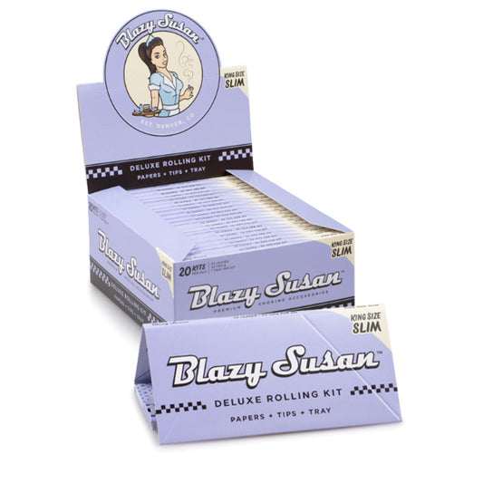 Blazy Susan Purple Deluxe Rolling Kit kingsize slim papers tips and rolling tray set
