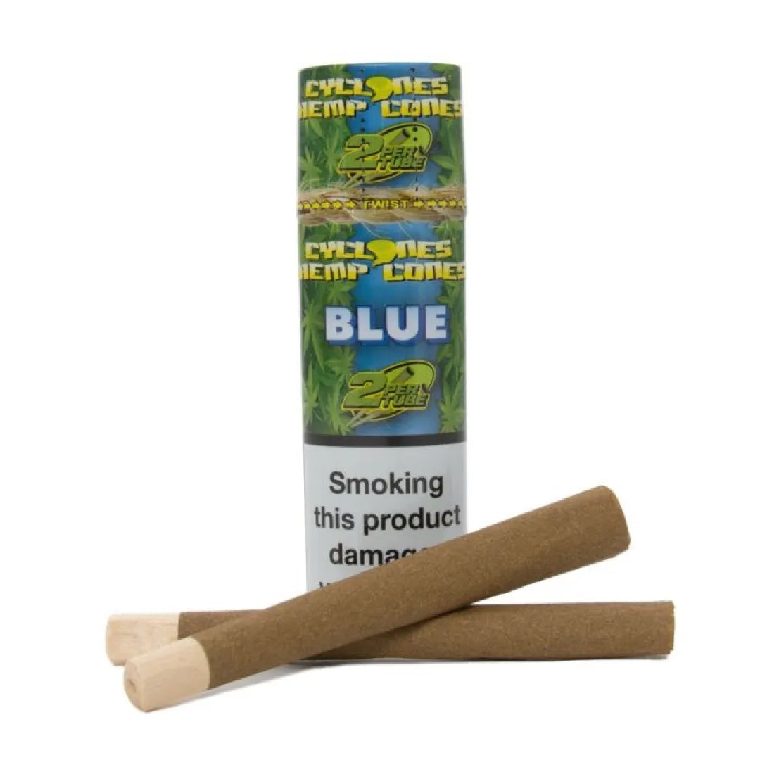 Cyclones blue hemp cone wraps pre rolled blunt cones king size 2 pack

