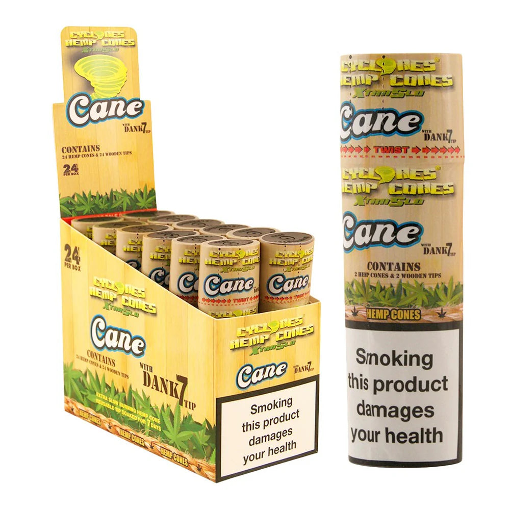 Cyclones cane hemp cones sugar cane flavour with dank 7 wooden tips
