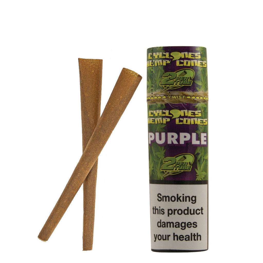 Cyclones purple kingsize hemp cones grape flavoured pre rolled wraps
