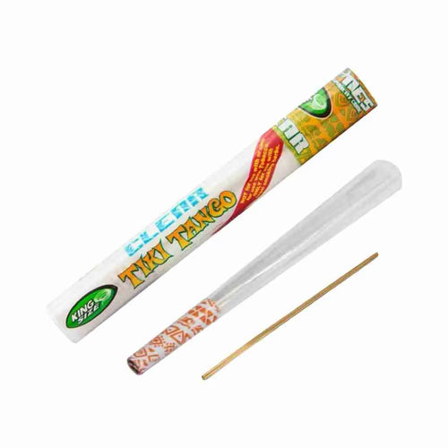 Cyclones Tiki Tango clear pre rolled cones with roach tip and packing stick in tube
