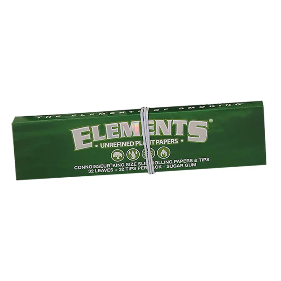 Elements Green unrefined kingsize rolling papers with tips natural rice paper pack
