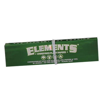 Elements Green unrefined kingsize rolling papers with tips natural rice paper pack

