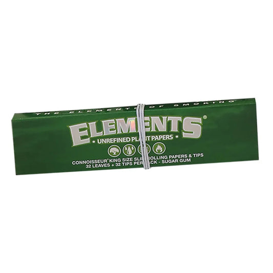 Elements Green unrefined kingsize rolling papers with tips natural rice paper pack
