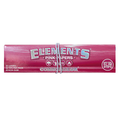 Elements Pink Connoisseur kingsize rolling papers with tips pink rice paper pack
