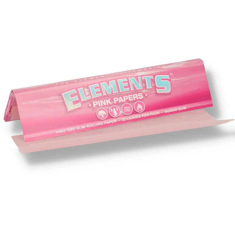 Elements pink kingsize rolling papers slim pink paper sugar gum slow burn pack
