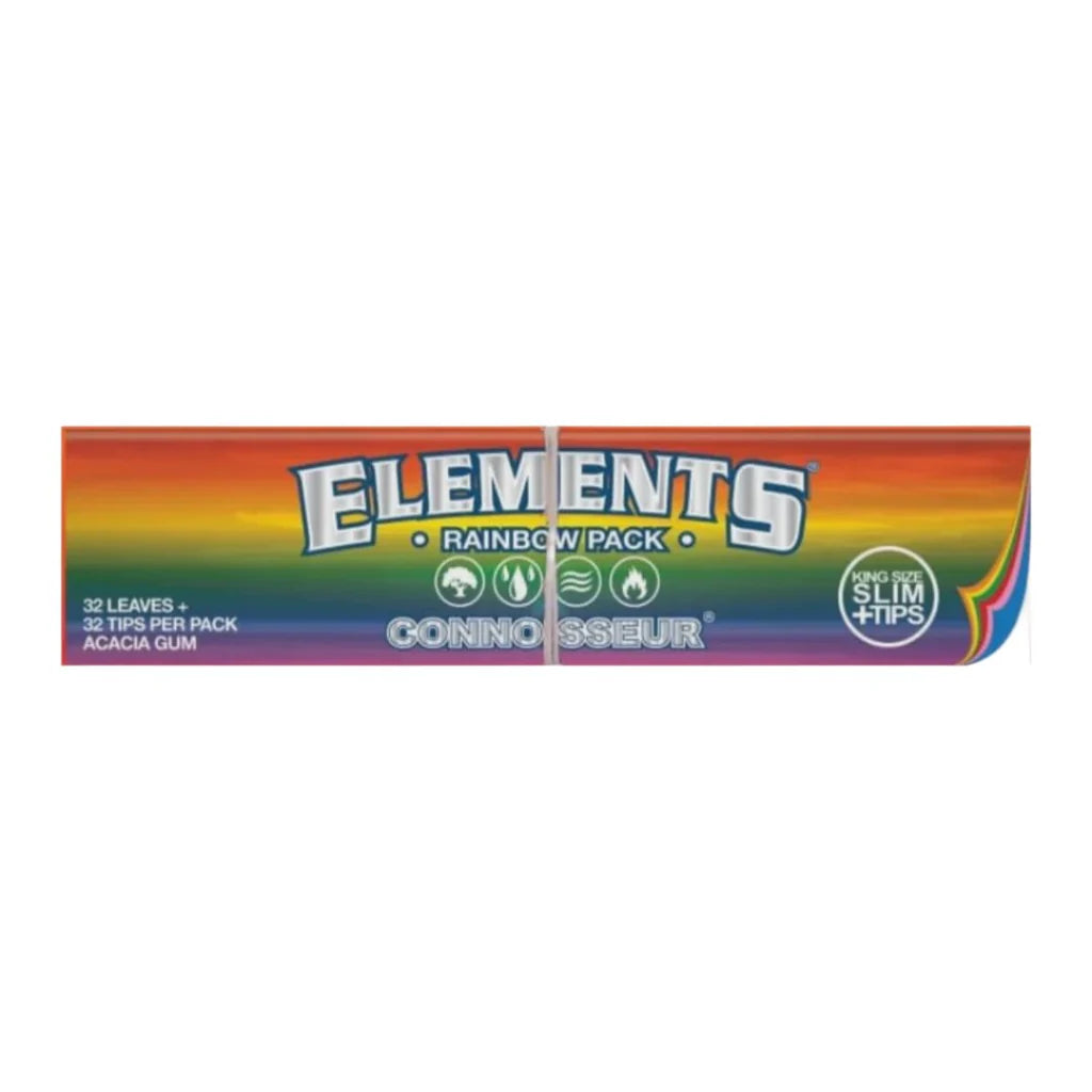 Elements Rainbow Connoisseur kingsize rolling papers with tips rainbow paper pack acacia gum
