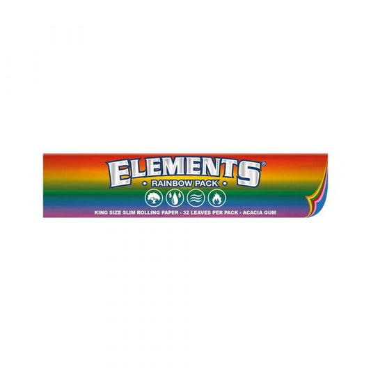 Elements rainbow kingsize rolling papers slim multicolour paper slow burn acacia gum pack
