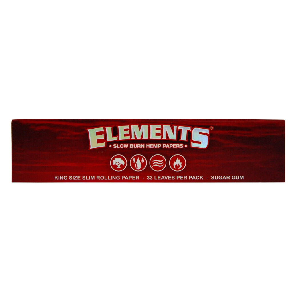 Elements Red slow burn hemp kingsize rolling papers sugar gum smooth even burn pack
