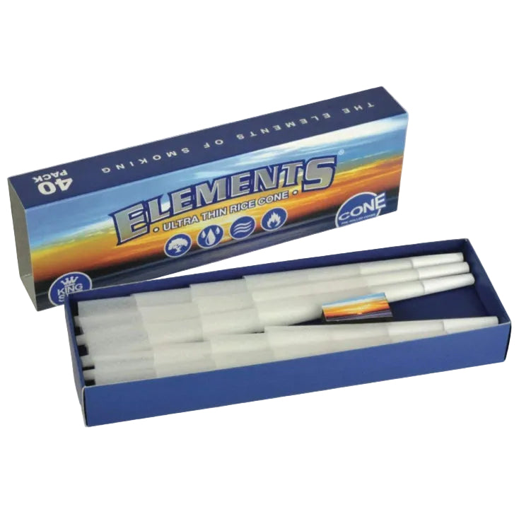 Elements ultra thin king size pre rolled cones 40 pack rice paper cones