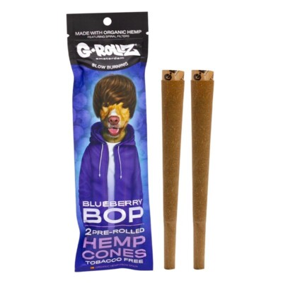 G-Rollz Blueberry Bop pre-rolled hemp cones tobacco free with spiral filters