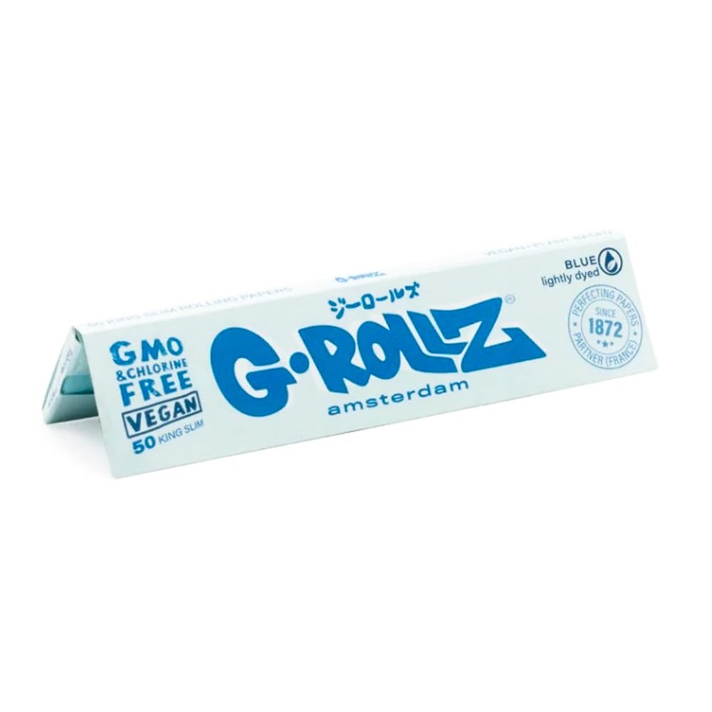 G Rollz lightly dyed blue kingsize rolling papers premium coloured paper pack
