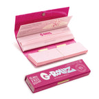 G Rollz lightly dyed pink rolling papers with tips kingsize slim pink paper pack