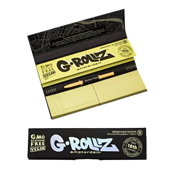 G-Rollz Medicago Sativa king size rolling papers with filter tips and bamboo poker booklet