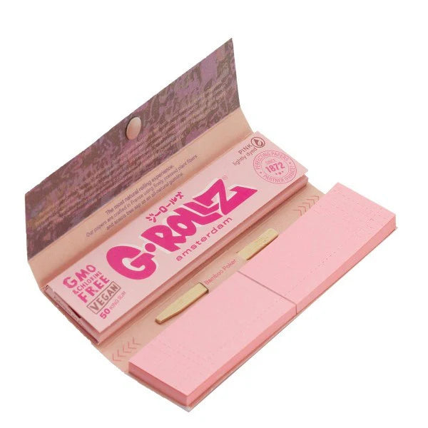 G Rollz Lightly Dyed Pink Rolling Papers with Tips - Everyday Smoking 
