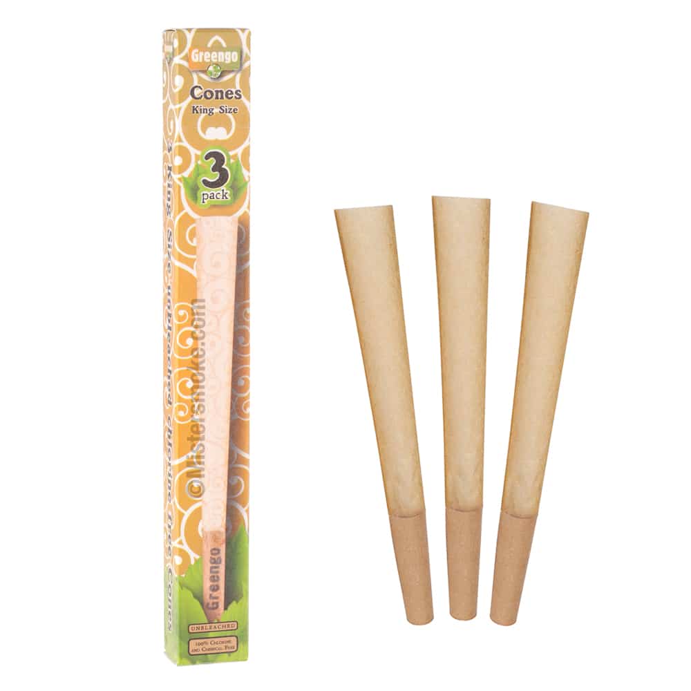 Greengo 3 pack king size pre rolled cones made from unbleached natural paper