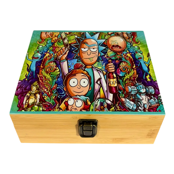 Rick & Morty Large Wooden Rolling Box - Everyday Smoking 