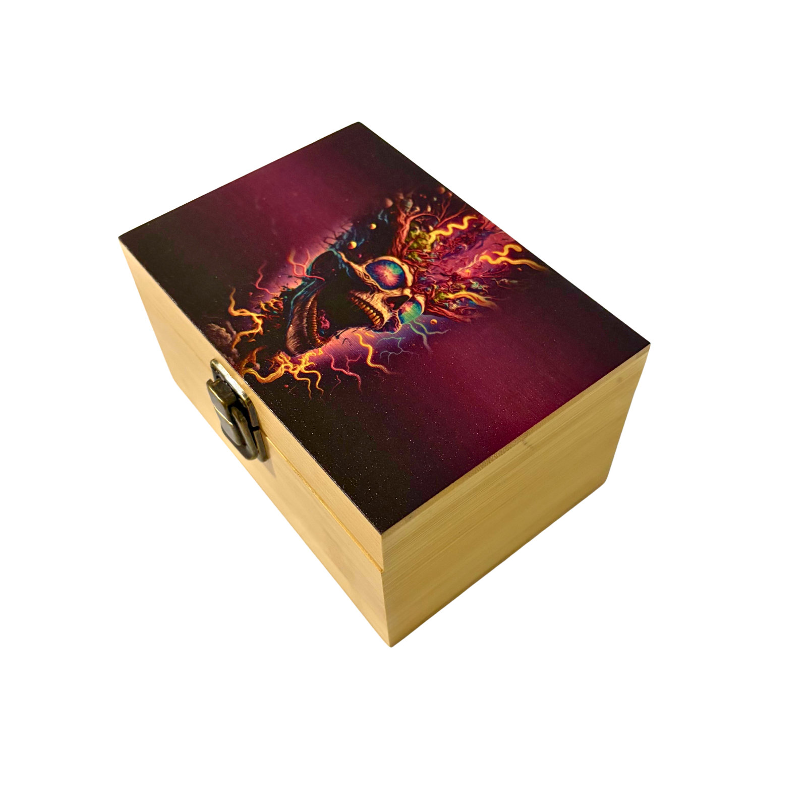 Psychedelic Skull Small Wooden Rolling Box - Everyday Smoking 