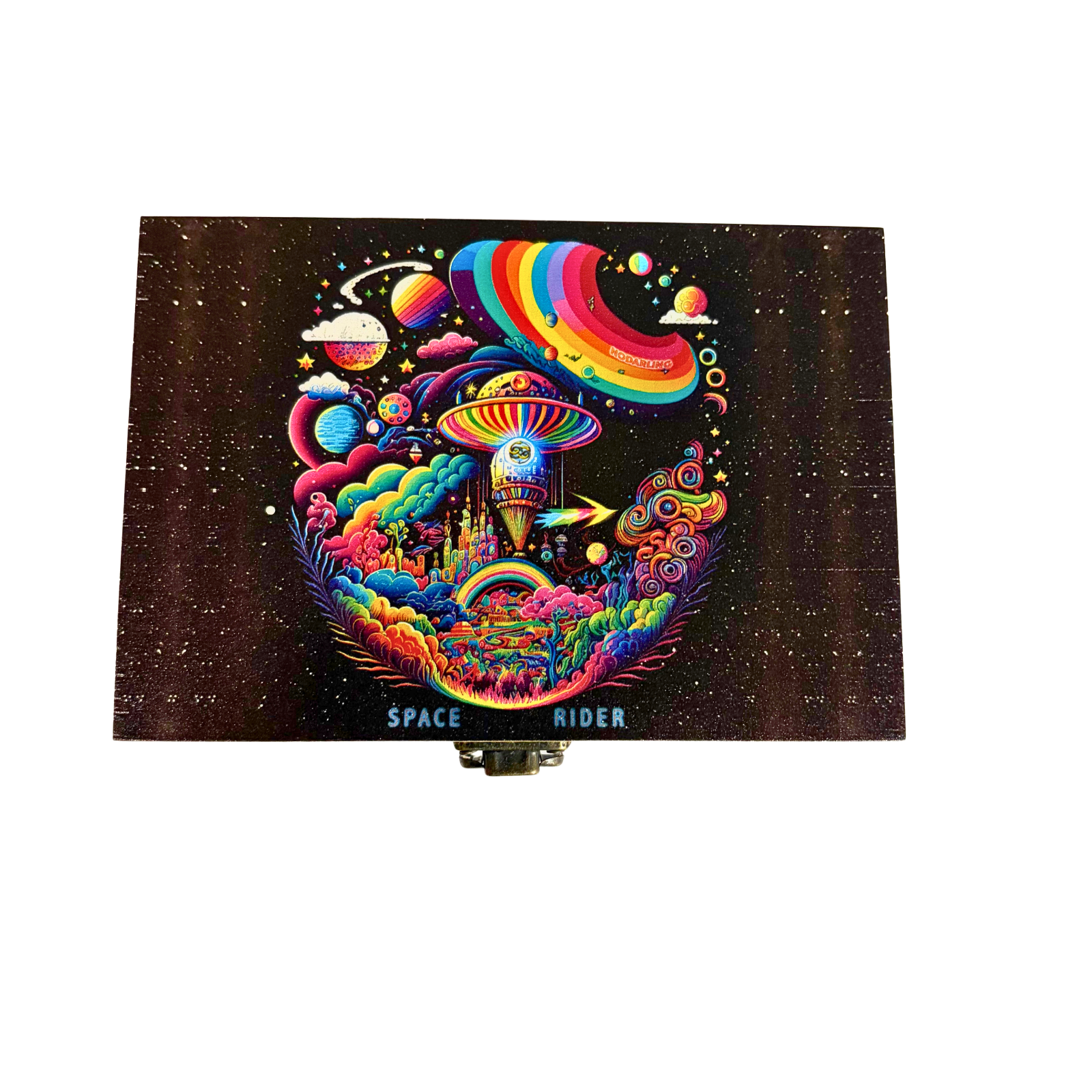 Space Rider Small Wooden Rolling Box - Everyday Smoking 