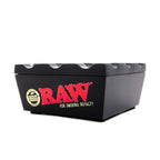 RAW Black Regal ashtray, durable black ceramic ashtray with RAW branding, designed for smoking accessories and stylish use.