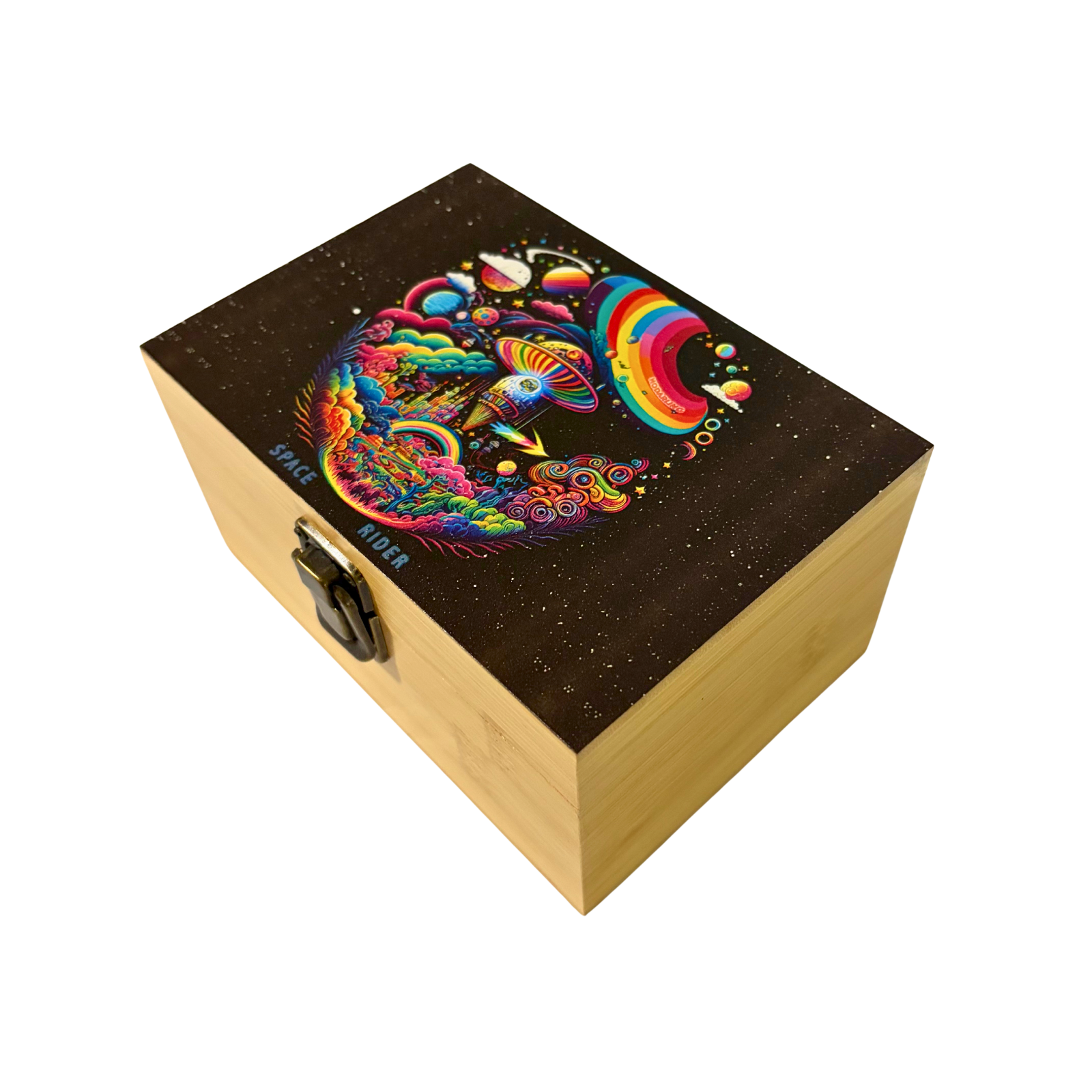 Space Rider Small Wooden Rolling Box - Everyday Smoking 