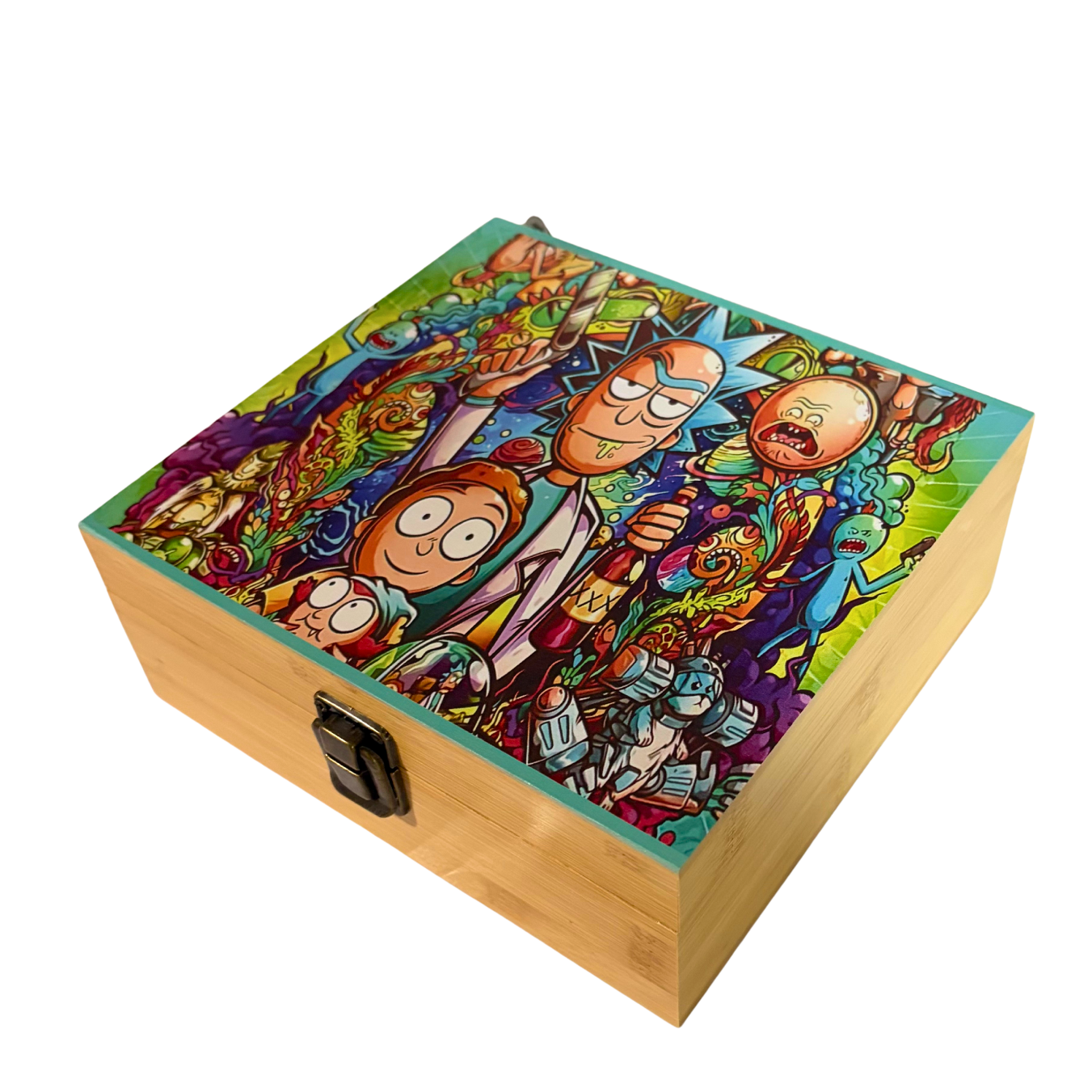 Rick & Morty Large Wooden Rolling Box - Everyday Smoking 