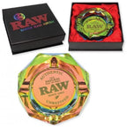 RAW Rainbow Glass Ashtray featuring vibrant rainbow-colored glass and a smooth, rounded design for stylish smoking accessories.