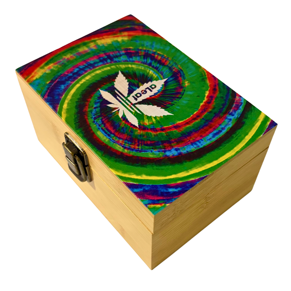 Tie Dye Leaf Small Wooden Rolling Box - Everyday Smoking 