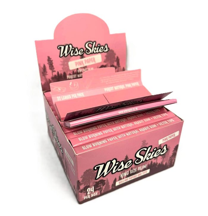 Wise Skies Pink Kingsize Rolling Papers with Tips - Everyday Smoking 