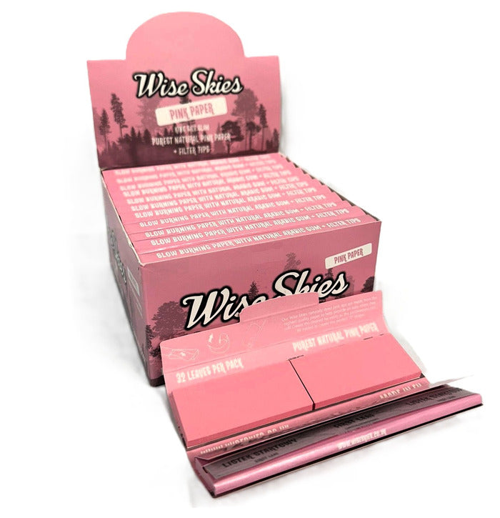 Wise Skies Pink Kingsize Rolling Papers with Tips - Everyday Smoking 