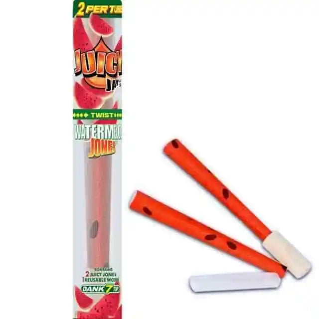 Juicy Jay watermelon pre rolled cones with reusable Dank 7 wooden tip
