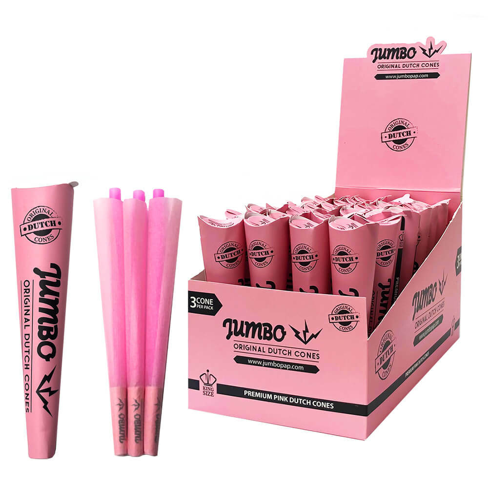 Original Dutch pink jumbo pack of 3 king size pre rolled cones ready to fill