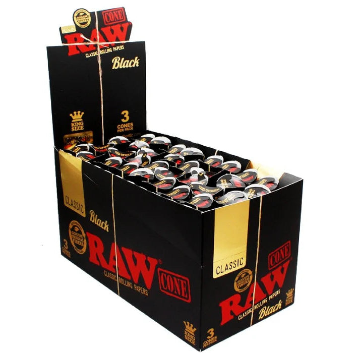Raw Black Pack of 3 Kingsize Pre Rolled Cones - Everyday Smoking 