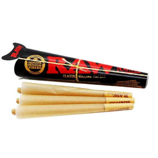 RAW Black pack of 3 king size pre rolled cones made with ultra thin natural rolling paper