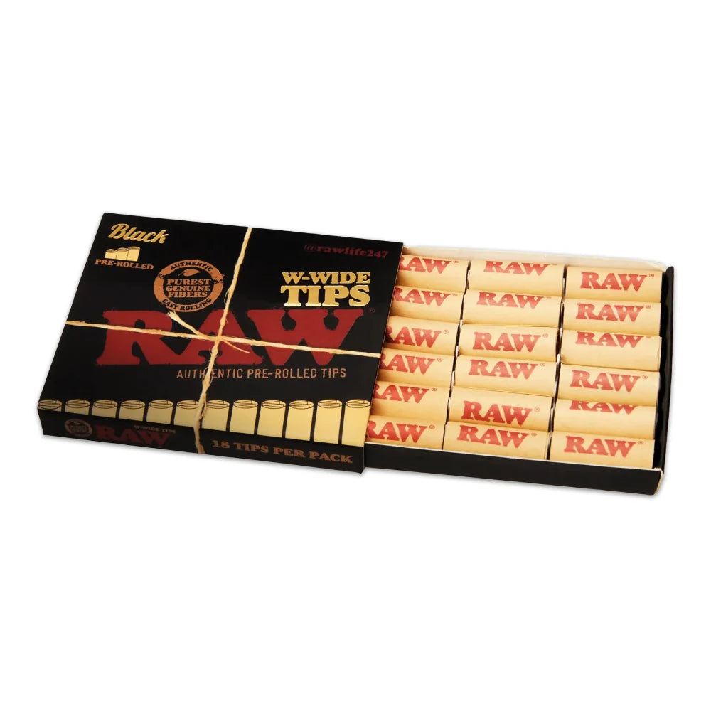RAW black wide pre rolled rolling tips
