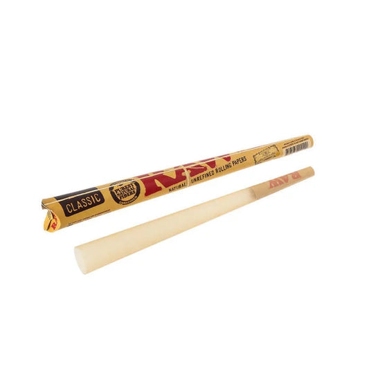 RAW Classic Emperador pre rolled cone with natural unrefined paper and packing tool