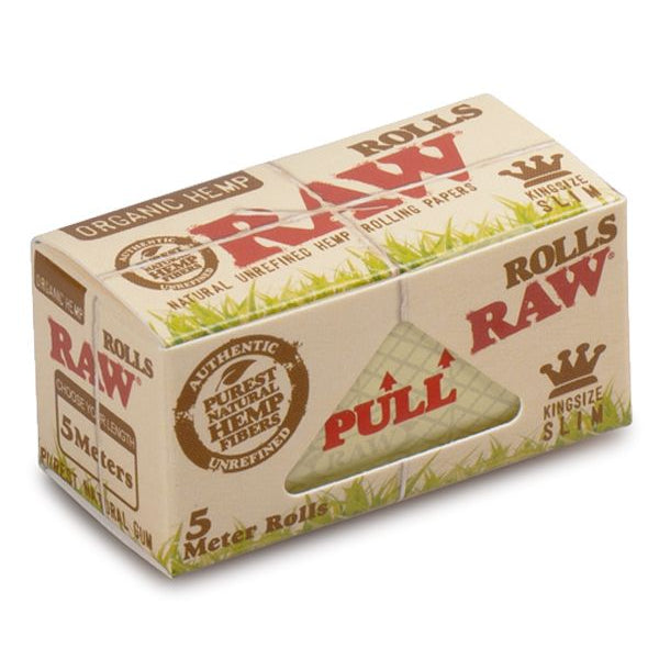 RAW Organic Hemp 5 meter king size slim rolling paper roll
