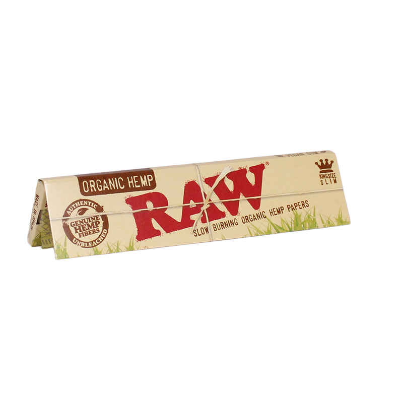 RAW Organic Hemp Kingsize Slim rolling papers slow burning unbleached pack