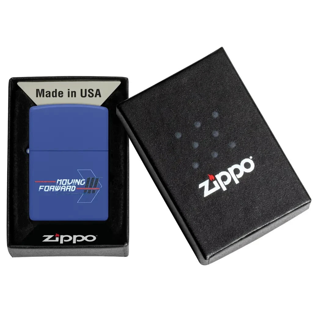 Zippo Blue Matte Moving Forward Windproof Lighter - Everyday Smoking 